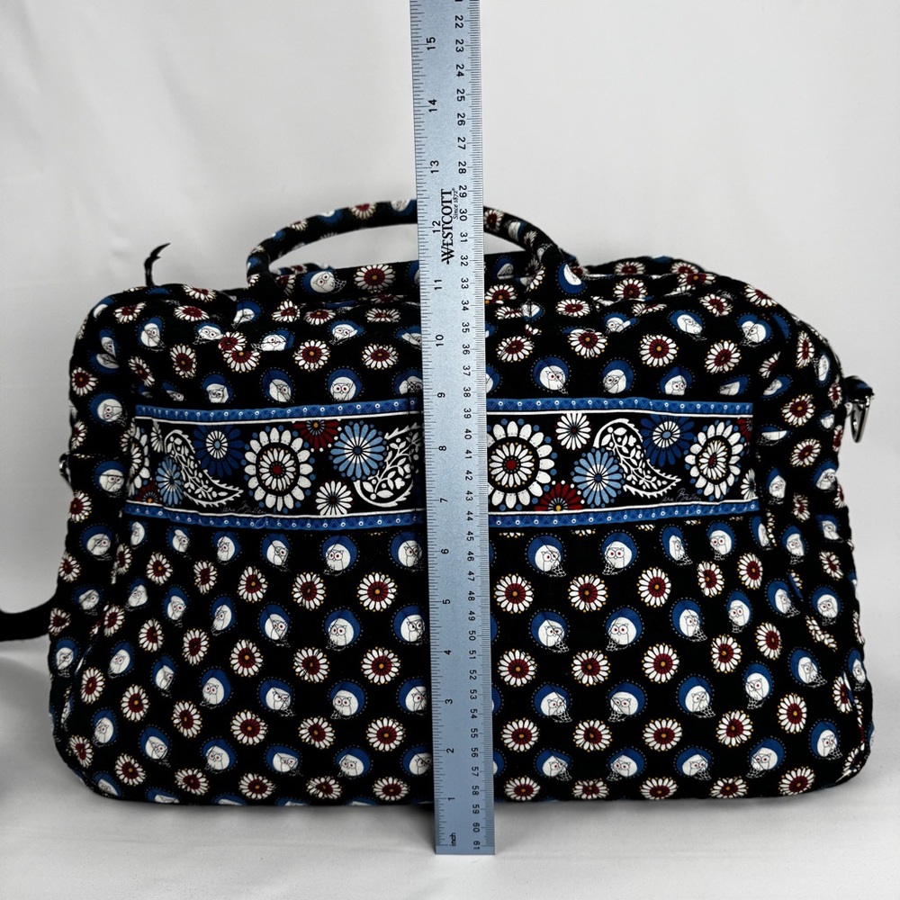 Vera Bradley Blue Night Owl Overnight Duffel Bag Xtra LG 20" x 12" Luggage Tote - Picture 11 of 12